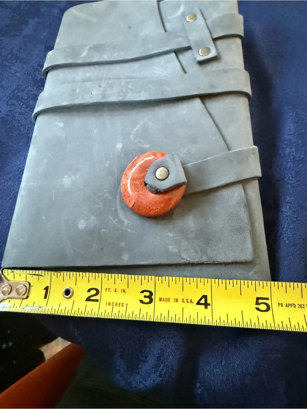 Portland Leather Goods Travel Journal - Gray Leather with Stone Clasp